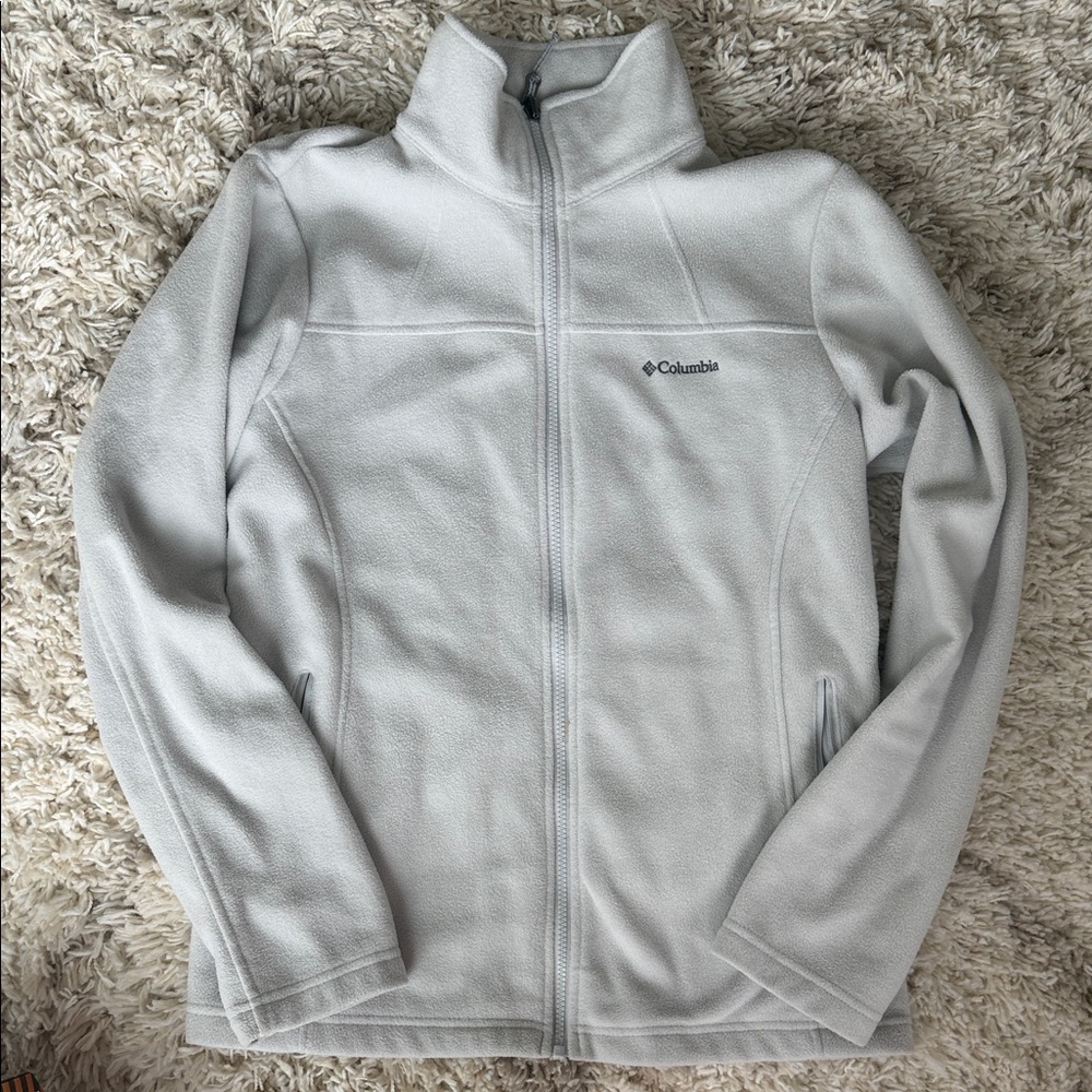 Columbia Light Gray Full-Zip Fleece Jacket